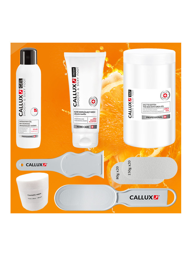 Soin anti-callosités kit pro 2 Avec Sel Fresh Orange 1kg